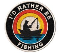 I’d Rather Be Fishing Patch Embroidered Iron on Patches for Clothes Backpacks Bags Jeans Jackets Size 3" ID45095