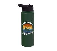 I’d Rather be Fishing - Present for Fisherman - Funny Angler Stainless Steel Insulated Water Bottle