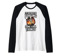 I’d Rather Be Forging Some Cool Things Blacksmith Humor Raglan Baseball Tee