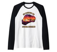 I’d Rather Be Fossil Hunting Dinosaur Skull Sunset Adventure Raglan Baseball Tee