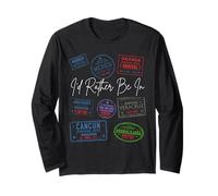 I’d Rather Be in Mexico Passport Stamps Travel Wanderlust Long Sleeve T-Shirt