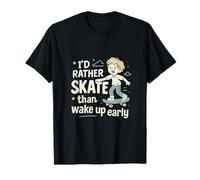 I’d Rather Skate Than Wake Up Early Retro Graphic T-Shirt