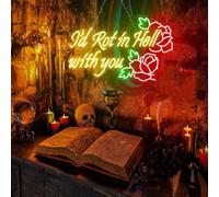 I’d Rot in Hell with You Neon Sign, Wedding Halloween LED Signs Amigo The Devil Evil Home Decor
