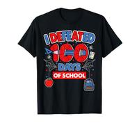 I Defeated 100 Days of School Spider Theme Boys Kids Student T-Shirt