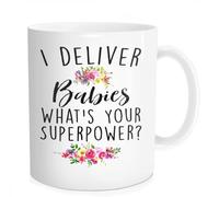 I Deliver Babies What's Your Superpower Midwife Gift Home Birth Coffee Mug OBGYN for Delivery Nurse Ob Doctor Bone China White Gift