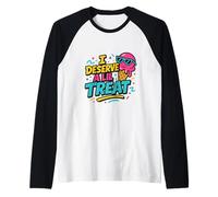 I Deserve a Lil Treat Ice Cream Cone Lover Funny Summer Fun Raglan Baseball Tee