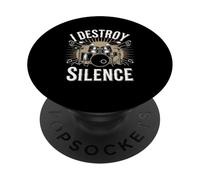 I Destroy Silence Drum Set Loud Drummer Music PopSockets Adhesive PopGrip