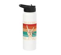 I Destroy Silence Drummer Music Hand Sign Stainless Steel Insulated Water Bottle