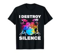 I Destroy Silence Funny Drum Set Drumset Drumming Drums Gift T-Shirt