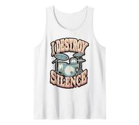 I Destroy Silence Funny Drum Stick Design Tank Top