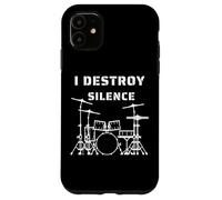 I Destroy Silence Funny Drummer Music Band nstrument Joke Case for iPhone 11