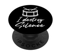 I Destroy Silence Funny Drummer Music Band nstrument Joke PopSockets Adhesive PopGrip
