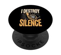 I Destroy Silence Funny French Horn Music PopSockets Adhesive PopGrip