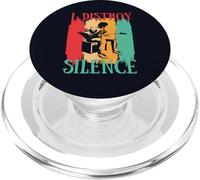 I Destroy Silence Funny Retro Music & Guitar Guitarist PopSockets PopGrip for MagSafe