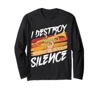 I Destroy Silence Funny Trombone Player Marching Band Player Long Sleeve T-Shirt