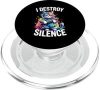 I Destroy Silence Rainbow Cat Harmonica Music PopSockets PopGrip for MagSafe