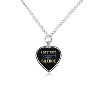 I Destroy Silence Trumpet Custom Urn Necklace for Ashes Heart Keepsake Pendant Jewelry Memorial Cremation