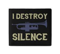 I Destroy Silence Trumpet Men Wallet Leather Bifold Wallets with Window Slim Minimalist Front Pocket