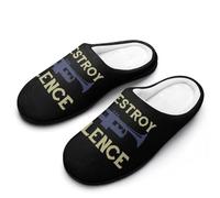 I Destroy Silence Trumpet Men's House Slippers Indoor Outdoor Slip On Shoes with Rubber Sole 13-14（46-47）