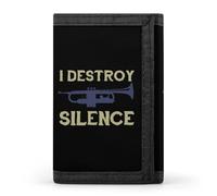 I Destroy Silence Trumpet Men's Trifold Wallet Slim Minimalist ID Credit Holder