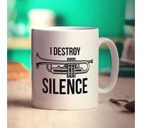 I Destroy Silence Trumpet Mug - Present for Trumpeter, Trumpet Player, Musician, Teacher, Him, Her - Gift for Christmas, Birthday - 11oz Ceramic Cup