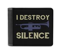 I Destroy Silence Trumpet Slim Bifold Wallet Minimalist Wallets Pouch with Card Slots for Men Women