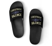 I Destroy Silence Trumpet Women's House Slippers for Men Shower Slides Bathroom Shoes Sandals 42 (260mm)