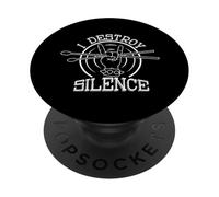 I Destroy Silence Vintage Music Bands Drums Drummer PopSockets Adhesive PopGrip