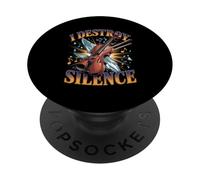 I Destroy Silence Violin Player Orchestra Music PopSockets Adhesive PopGrip