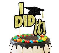 I did it Cake Topper, Glitter Graduation Cake picks Congrats Grad Food Picks for 2025 High School/College/Senior Graduation Party Glitter Decorations