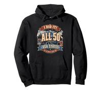 I Did It Visit All 50 Usa States Design Road Trip Vacation Pullover Hoodie