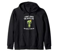 I Didnt Choose The Alien Life Chose Me Crown Apparel Zip Hoodie