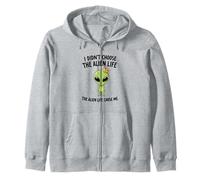 I Didnt Choose The Alien Life Chose Me Crown Apparel Zip Hoodie