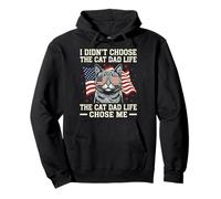 I Didn't Choose The Cat Dad Life Funny Father US Flag Pullover Hoodie