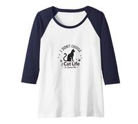 I Didn't Choose The Cat Life It Choose Me Pet Lover Raglan Baseball Tee, Women, Navy/White, XL