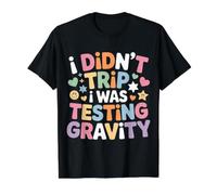 I Didn't Trip I was Testing Gravity Clumsy Person Fall Value Graphic T-Shirt, Men, Black, XL