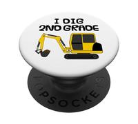 I Dig 2nd Grade, Back To School Digger, Elementary Teacher PopSockets Adhesive PopGrip