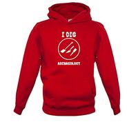 I Dig Archaeology - Childrens/Kids Pullover Hoodie - Fire Red - 9-11 Years
