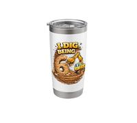 I Dig Being 6 Construction 6th Birthday Boy Excavator Kids Stainless Steel Insulated Tumbler