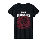 I Dig Dinosaurs Excavator T Rex Fossil Hunter Value Graphic T-Shirt, Women, Black, L