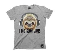 I Dig Slow Jams Sloth - Mens or Womens Animal Music T-Shirt Grey