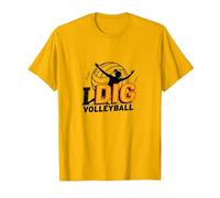 I Dig Volleyball: Energetic Player Silhouette T-Shirt, Men, Bright Gold, S