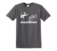 I Do All My Own Stunts Funny Men T-Shirt Bicycle Bike Birthday Gift Top Tee(Charcoal,XL)