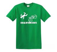 I Do All My Own Stunts Funny Men T-Shirt Bicycle Bike Birthday Gift Top Tee(Irish Green,L)