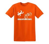 I Do All My Own Stunts Funny Men T-Shirt Bicycle Bike Birthday Gift Top Tee(Orange,M)
