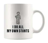 I Do All My Own Stunts Funny Patient Gifts Recovery Gifts for Women Men Patients from Doctor Nurse Family Get Well Soon Injury Leg Ceramic Mug 11 oz White