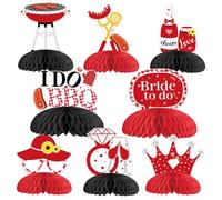 I Do BBQ Honeycomb Centerpieces - 8PCS Red BBQ Bachelorette Party Decorations for Wedding Engagement Bridal Shower, Summer Picnic Backdrop Decorative Party Supplies