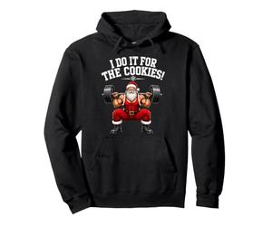 I Do It For The Cookies Christmas Funny Weightlifting Santa Pullover Hoodie