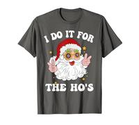 I do It for The Hos Groovy Santa with Glasses T-Shirt, Men, Asphalt Grey, 3X-Large