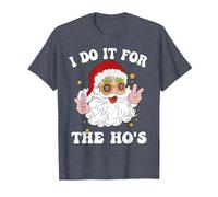 I do It for The Hos Groovy Santa with Glasses T-Shirt, Men, Heather Blue, 6X-Large